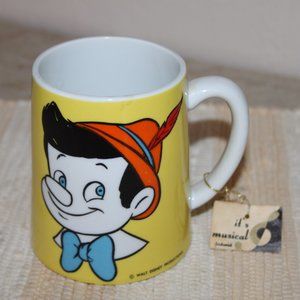 VTG SCHMID BROS PINOCCHIO MUSICAL MUG w/TAG "PUPPET ON A STRING" WALT DISNEY